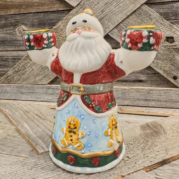 1998 Kim Lawrence, Enesco-Santa Clause Candlestick Holder-Christmas Decor, 6.5”H - Picture 3 of 9